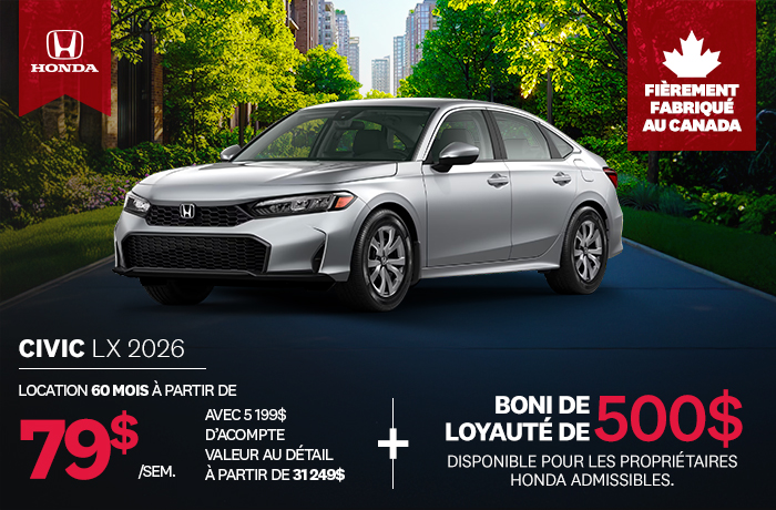 Bannière de Promotion Civic LX 2026